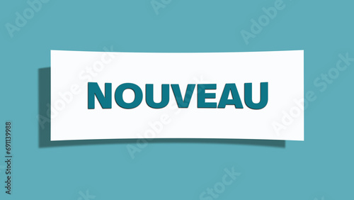 Nouveau symbol. A card in light green with word nouveau. Isolated on white background.B65+B91 photo