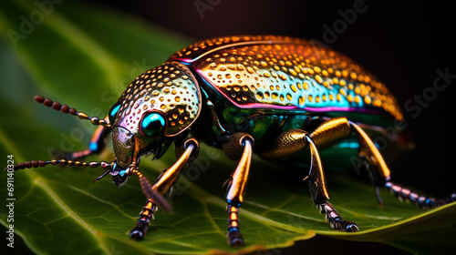 close up photo of beautiful metallic beetle created with Generative Ai © Andrii Yablonskyi