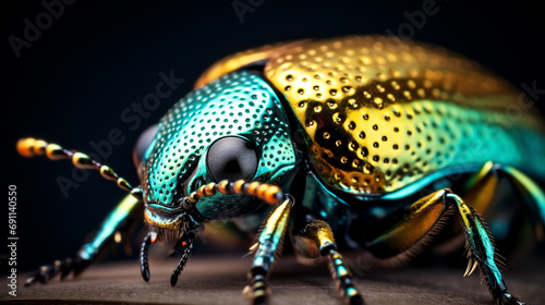 close up photo of beautiful metallic beetle created with Generative Ai
