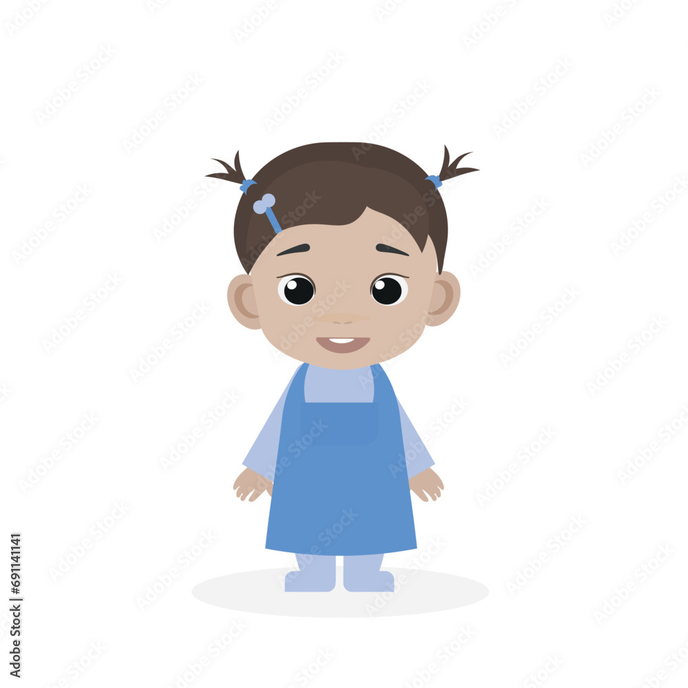 Baby girl. Infant. Vector flat illustration. Cartoon people design. Suitable for animation, using in web, apps, books, education projects