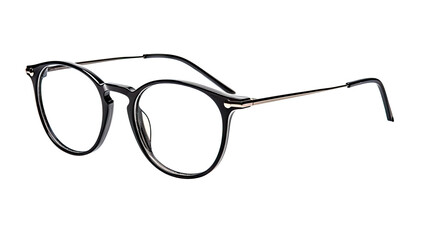 A pair of classic, black-rimmed eyeglasses, focused on the clarity and simplicity of the design