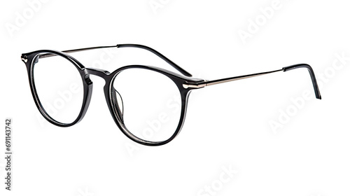 A pair of classic, black-rimmed eyeglasses, focused on the clarity and simplicity of the design photo