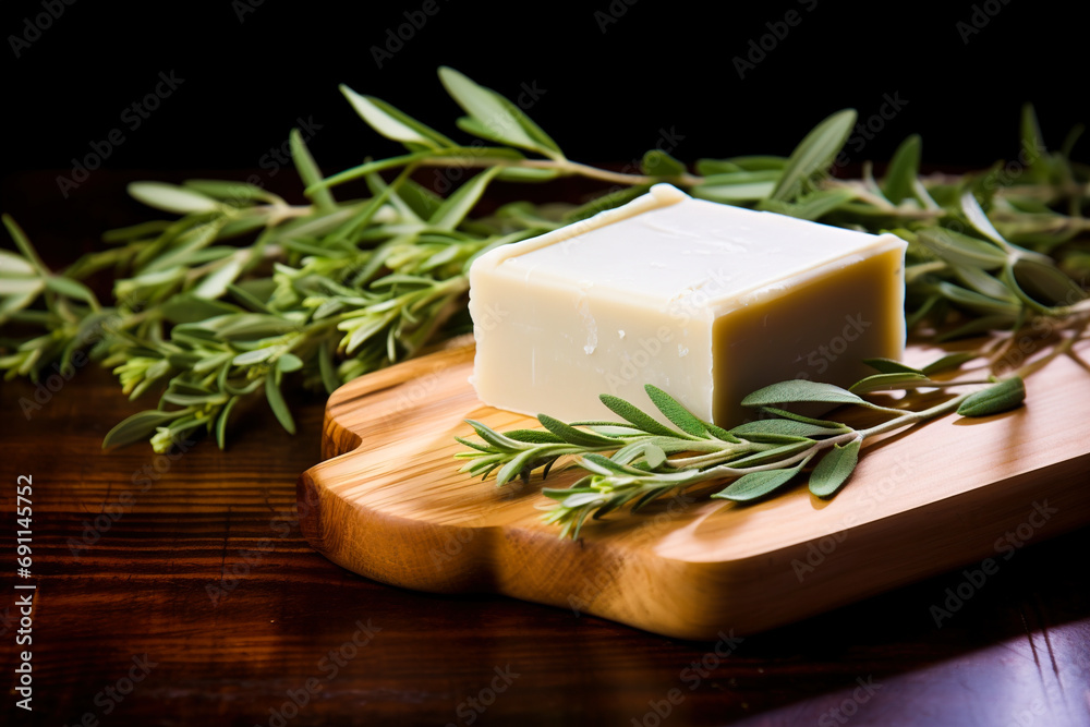 Pieces of hand crafted homemade soap with eucalyptus. Pieces of hand crafted homemade soap with eucalyptus.