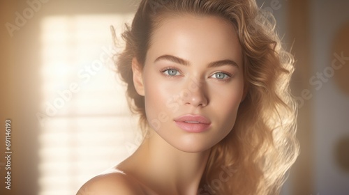 A beautiful woman model face for skin care background