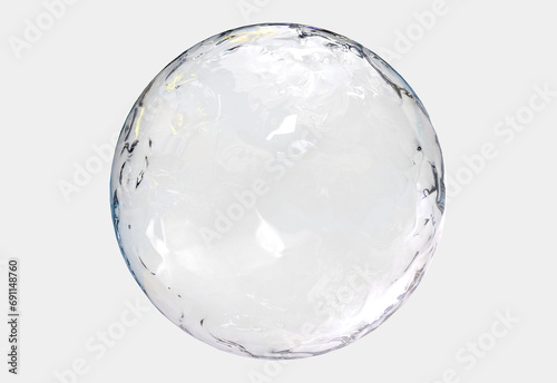 Ice ball isolated on white background with clipping path. Abstract sphere glossy geometric object for food and drink. photo