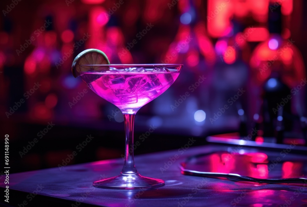 neon lighting cocktail in a night club
