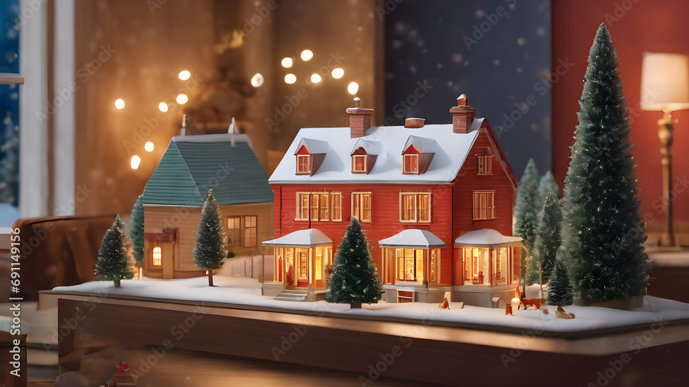 christmas house in the snow