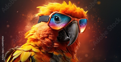 parrot with sunglasses on front