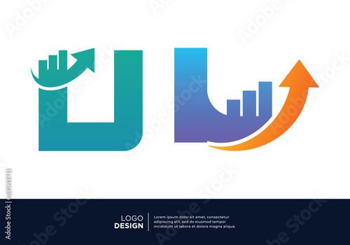 Set of letter U logo designs for marketing, investment and business.