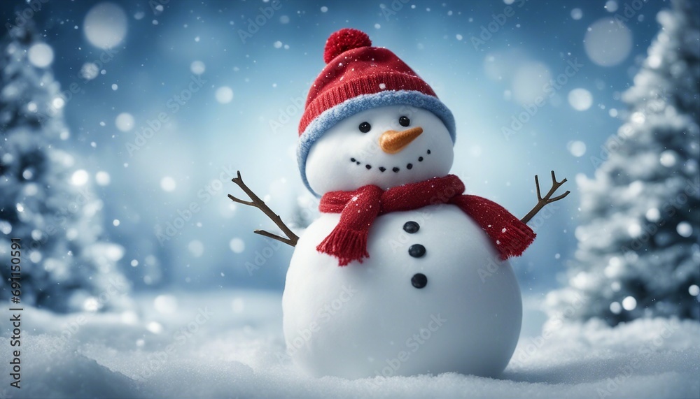 snowman with red hat A fun Christmas with a snowman The snowman is playful snowman with red hat A fun Christmas with a snowman The snowman is playful