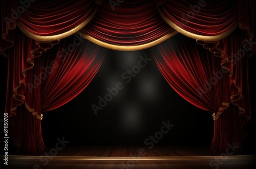 red theater stage with light and curtains