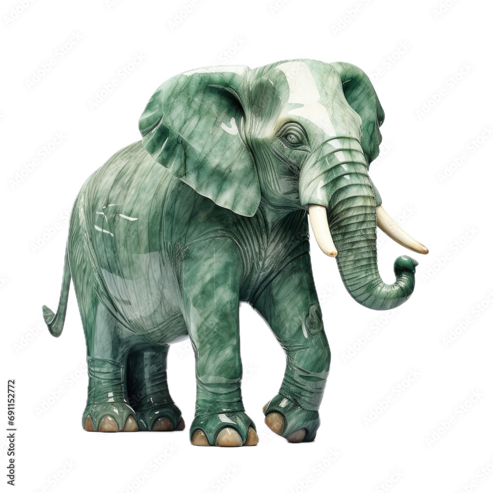 a sculpted Jade elephant, with ivory tusks and 3/4 view in a PNG, isolated and transparent, Figurine Decor-themed, photorealistic illustration. Generative ai a sculpted Jade elephant, with ivory tusks and 3/4 view in a PNG, isolated and transparent, Figurine Decor-themed, photorealistic illustration. Generative ai