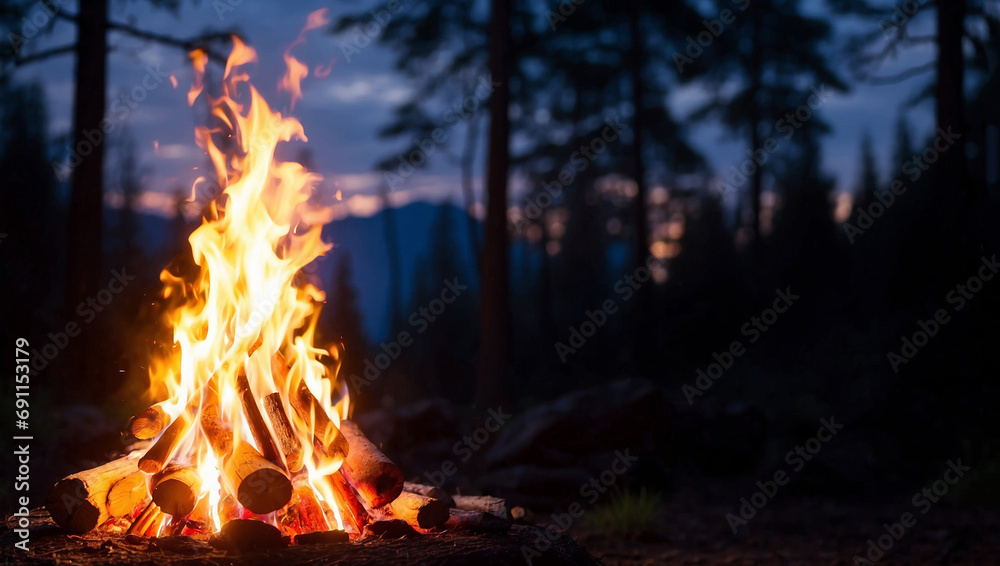 campfire with forest background campfire with forest background