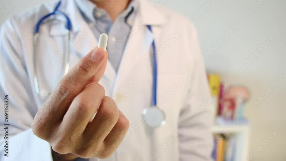 Immerse yourself in a poignant scene featuring a caring Latino doctor gracefully holding an assortment of pills and blister packs. The selective focus intensifies the narrative. Immerse yourself in a poignant scene featuring a caring Latino doctor gracefully holding an assortment of pills and blister packs. The selective focus intensifies the narrative.
