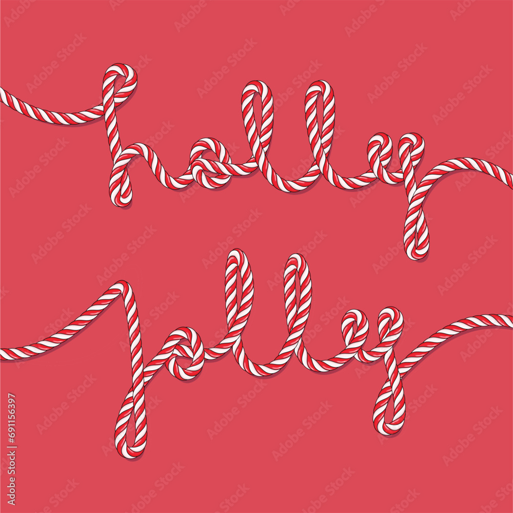 candy canes are making the words happy holidays in a red background