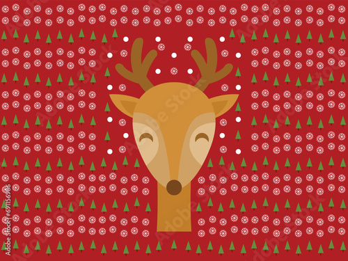 cute Christmas card with a picture of a reindeer,  Merry Christmas Reindeer and Happy New Year Concept vector illustration