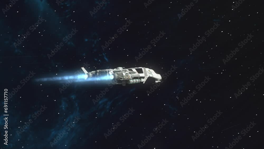 Futuristic Spaceship Flying in Space. Futuristic Spaceship Flying in Space.