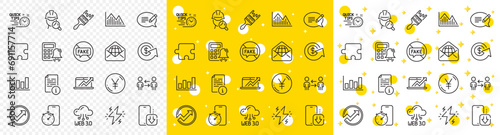 Outline Calculator alarm, Report diagram and Dollar exchange line icons pack for web with Fake news, Inspect, Investment graph line icon. Web mail, Brush, Manual pictogram icon. Vector