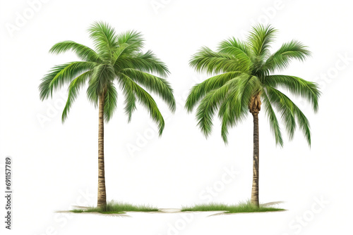 palm trees  two isolated on a white background