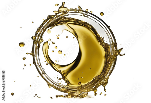 Splash of olive or engine oil arranged in a circle isolated on transparent background photo