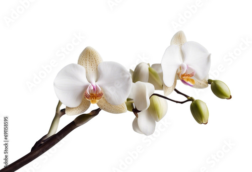 Vanilla pods and orchid flower isolated on white and transparent background