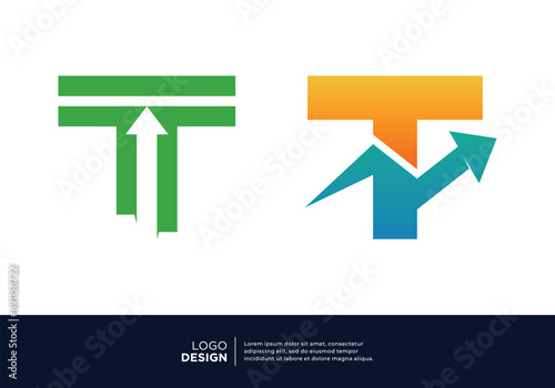 Letter T marketing, finance, investment and business logo design.