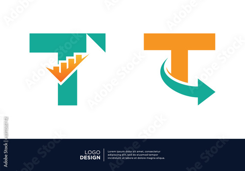 Modern letter T marketing business logo design.