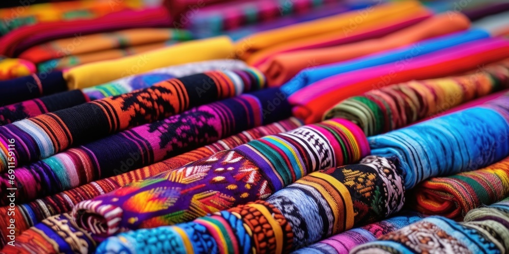 A close-up view of various fabrics in different vibrant colors. Perfect for adding a pop of color to any design project or for creating textile patterns A close-up view of various fabrics in different vibrant colors. Perfect for adding a pop of color to any design project or for creating textile patterns