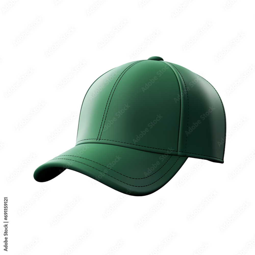 Green hat, baseball cap isolated on transparent background Green hat, baseball cap isolated on transparent background