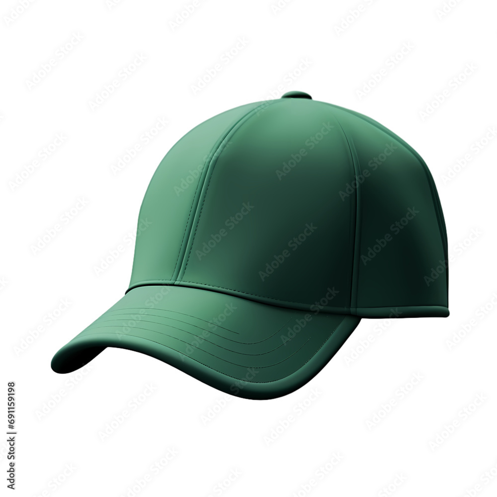 Green hat, baseball cap isolated on transparent background Green hat, baseball cap isolated on transparent background