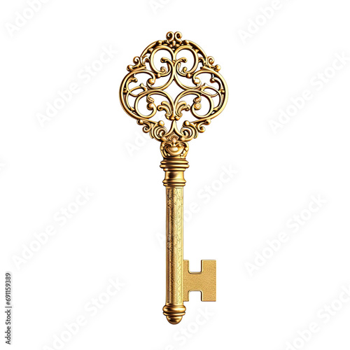 Wallpaper Mural A single golden key, with intricate design, symbolizing access or opportunity Torontodigital.ca