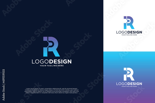 Technology letter R logo design. Symbol technology, Artificial Intelligence, and computer.