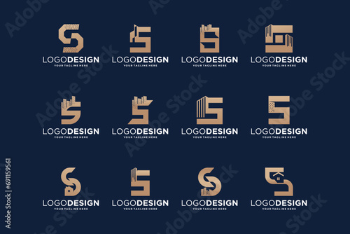 Collection of initial letter S building logo designs.