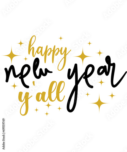 Happy new year lettering design in illustration, SVG.