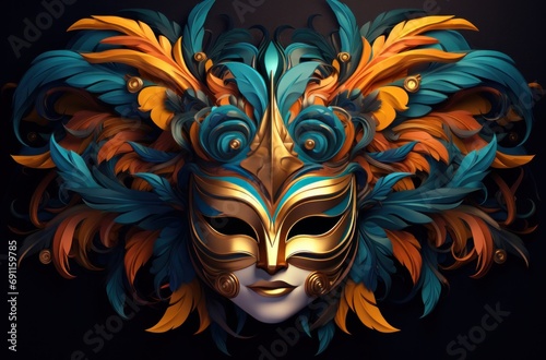 the mardi gras mask, with all the feathers and feathers