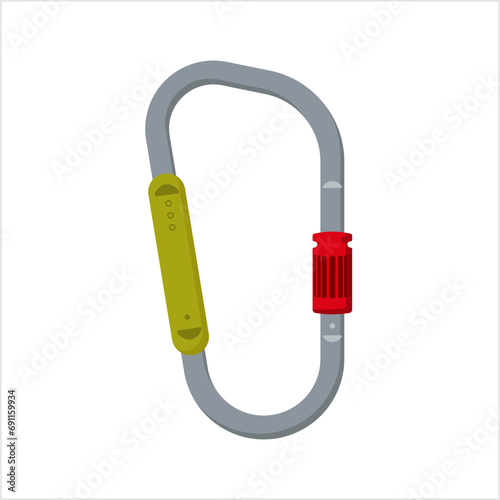 Carabiner Icon, Karabiner Icon, Metal Loop With A Spring Loaded Gate
