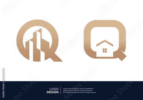 Letter Q building real estate logo design collection.