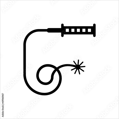 Whip Icon, Leather Traditional Tool Used To Strike Animals, People To Control, Punish