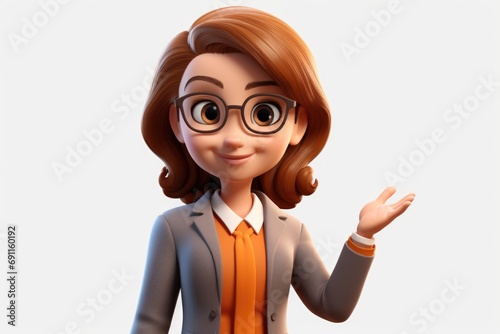 A cartoon woman wearing a business suit and glasses. Suitable for business-related designs and presentations