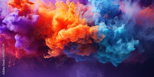 A vibrant cloud of smoke in the air. Perfect for adding a pop of color to your designs or enhancing the atmosphere of a photo shoot © Fotograf