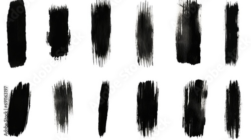 Black paint strokes on a white background. Suitable for artistic projects or design purposes photo