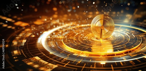 a circle with gold shining in the center on digital target