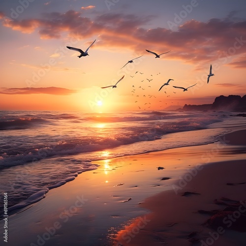 Sunset Serenity Shore © Intelexart