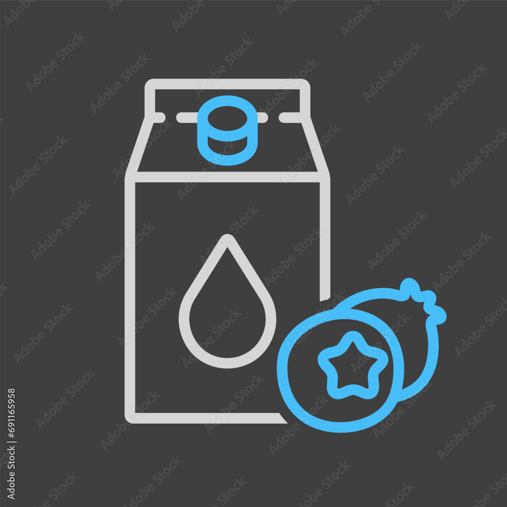 Carton of milk with flavor blueberry vector icon Carton of milk with flavor blueberry vector icon