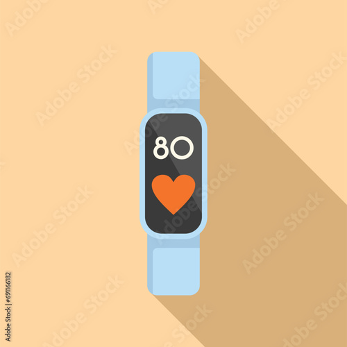 Run fitness band icon flat vector. Gym counter. Digital device