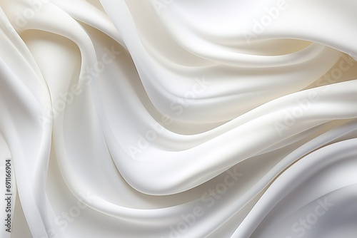 Render, abstract background with folded textile, white cloth macro, fashion wallpaper wavy layers photo
