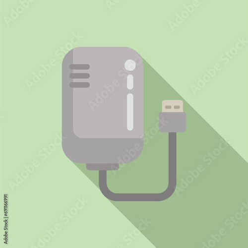 Wired wearable tracker icon flat vector. App watch device. Wifi smart