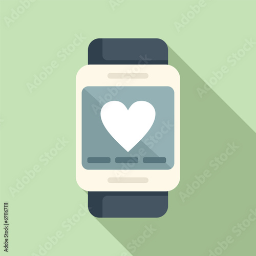Modern smartwatch icon flat vector. Sport data run. Health heart rate