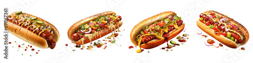 Chili Hot Dog  Hyperrealistic Highly Detailed Isolated On Transparent Background Png File