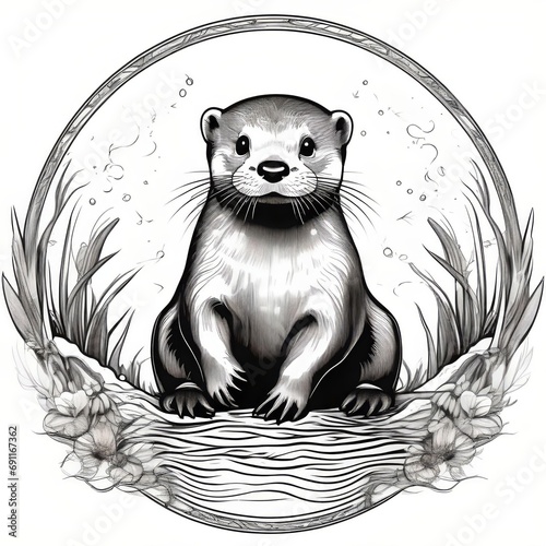 Otter - 8000 x 8000 px Illustrations for Web, Design, Laser Engraving, Stencil or Screen Print